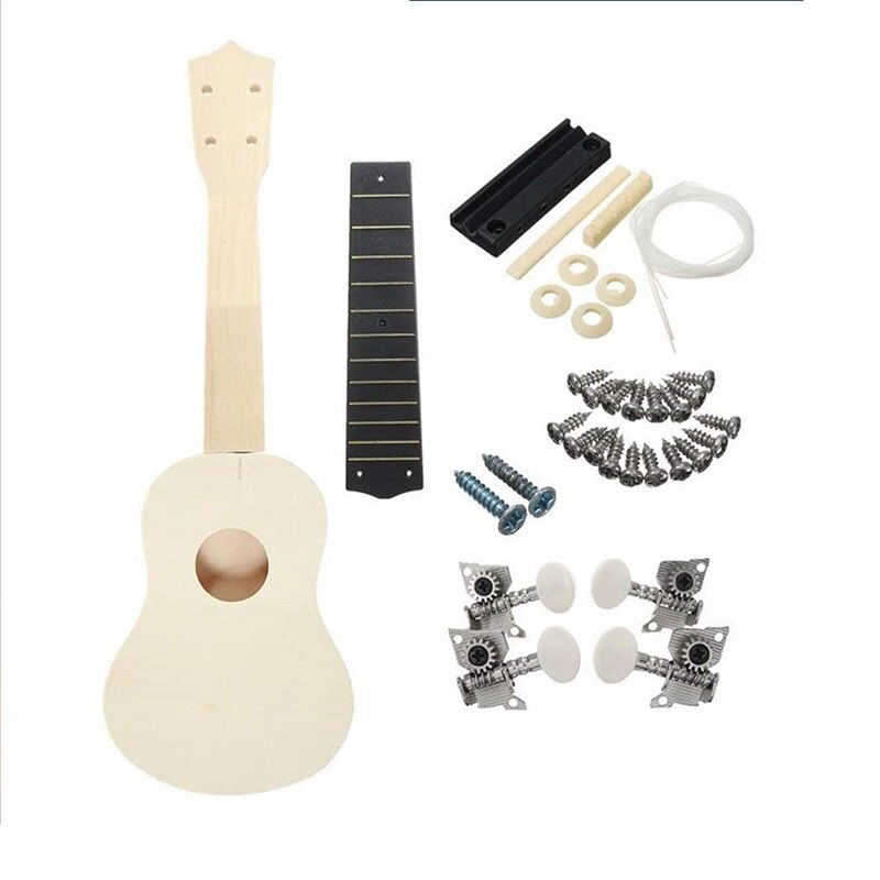 Ukelele de ensamblaje colorido DIY, guitarra pequeña, pintura hecha a mano, grafiti, actividades caseras para padres e hijos, 21&quot;: Ukulele
