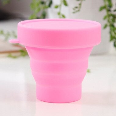 Menstrual Sterilizing Cup Collapsible Silicone Cup flexible to clean Menstrual Cup Recyclable Camping Foldable Sterilizer Cup: Pink