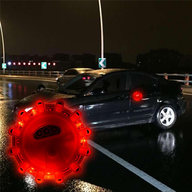 Luz estroboscópica de emergencia para coche, faro redondo de 15 LED, Super brillante, para techo de coche, policía, seguridad en carretera