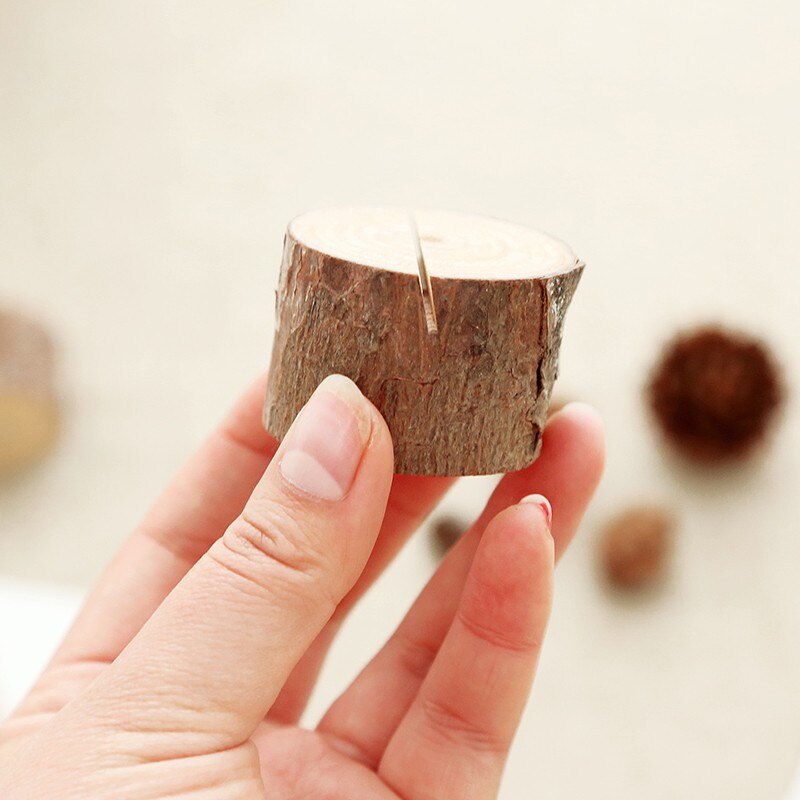 1pcs ecology simple stump wooden memo clip message block literary art card photo message folder