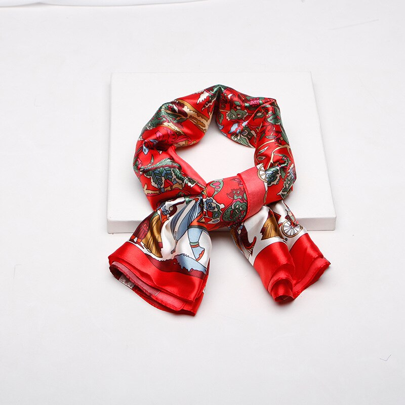 90 x 90 bloemen satijnen multifunctionele dames zijden keper sjaal satijnen vierkante strik haarband dames foulard femme handdoek bufanda sjaal