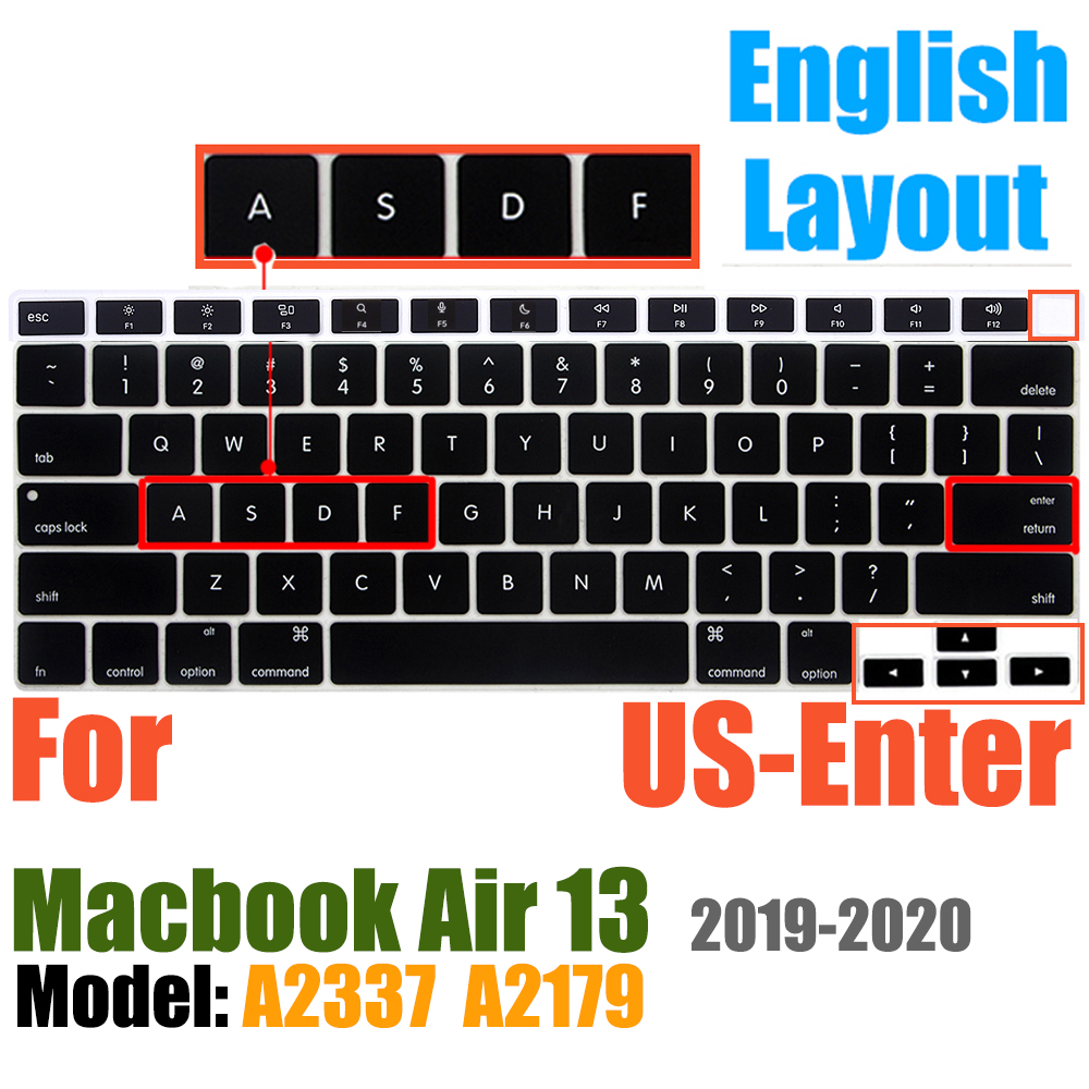 Keyboard Cover For MacBook Air 13 inch Release A2337 M1 A2179 with Touch ID Waterproof Protective Silicone Skin: Blue