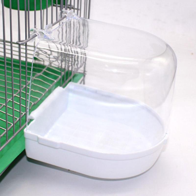 Bird Bath Bathtub Bath Box Bird Cleaning Tool Cage Accessories Parrot Bath Transparent Plastic Hanging Tub Shower Color Random