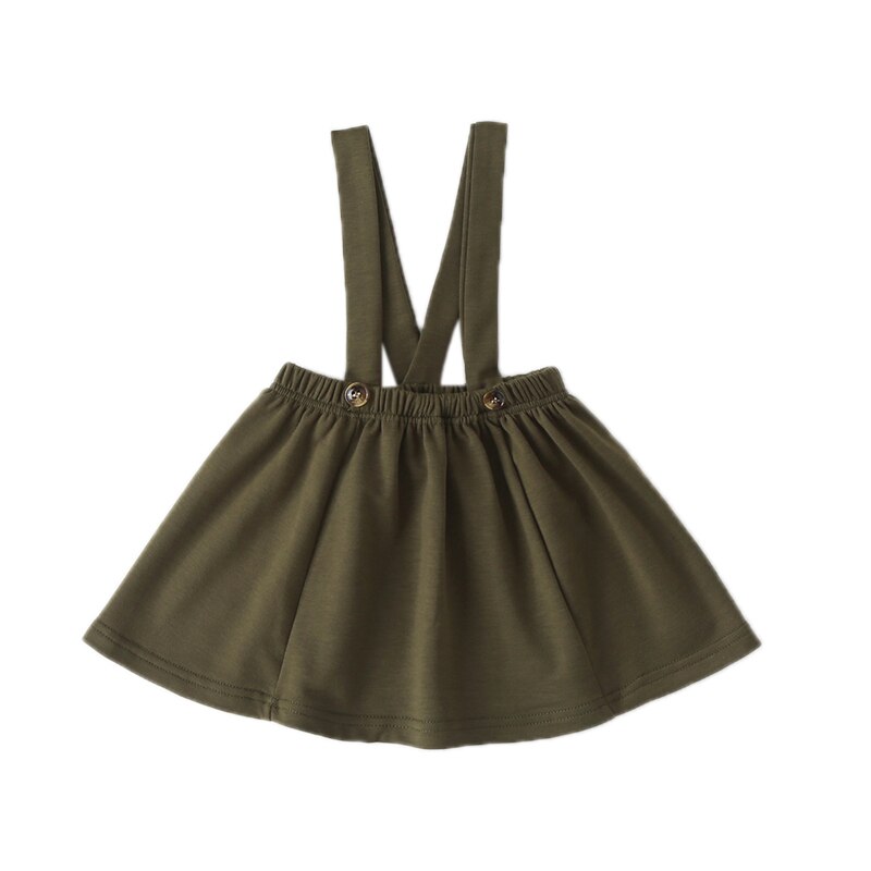 Kinderkleding voor babymeisjes, bretels, rok, overall, effen, peuter, schattig, kort jurkje, kinderoutfits: Groente / 110