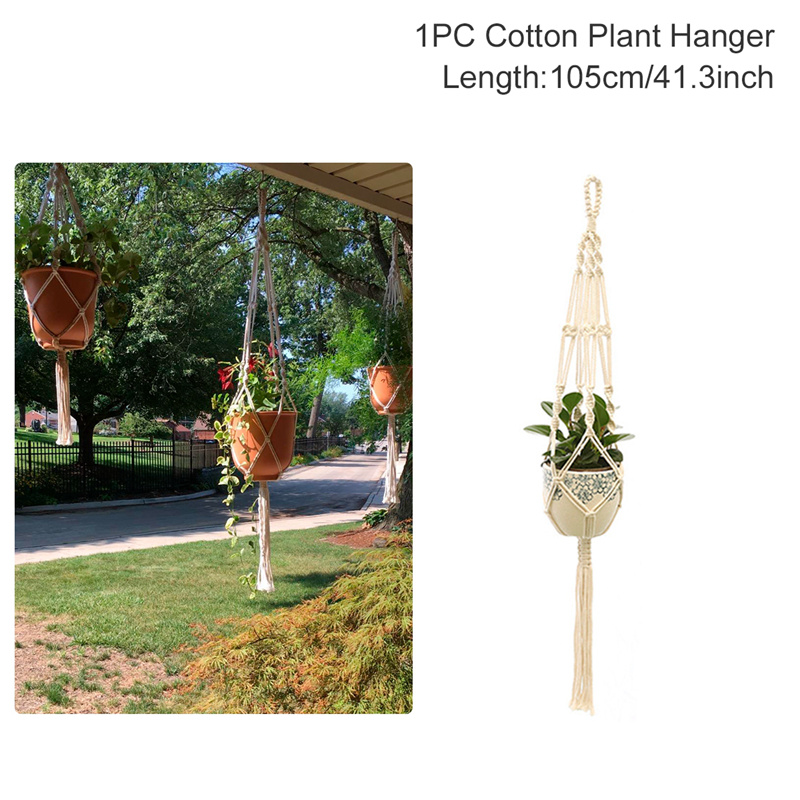 Hangende Plant Handgemaakte Macrame Plant Hanger Bloempot Plantenbak Hanger Muur Decor Binnenplaats Tuin Hangende Plantenbak Hangende Mand: plum