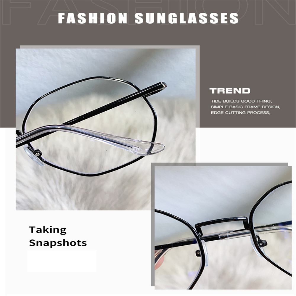Trendy Transparent Computer Metal Frames Women Men Anti Blue Light Polygonal Eyewear Blocking Glasses Optical Spectacle Eyeglass