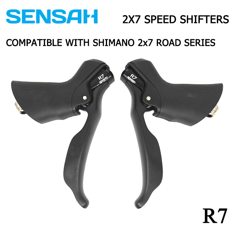 SENSAH-palanca de cambios de bicicleta de carretera R7, doble 2x7 velocidades, freno, desviador, Grupo Compatible con R6800, Claris, Sora, ST-A070, STI