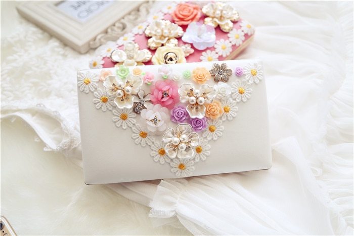 Neue Luxus Handtaschen für Frauen Schulter Umhängetaschen Ketten Abend Klappen Damen Blume Kasten sperren Kupplung Geldbörse