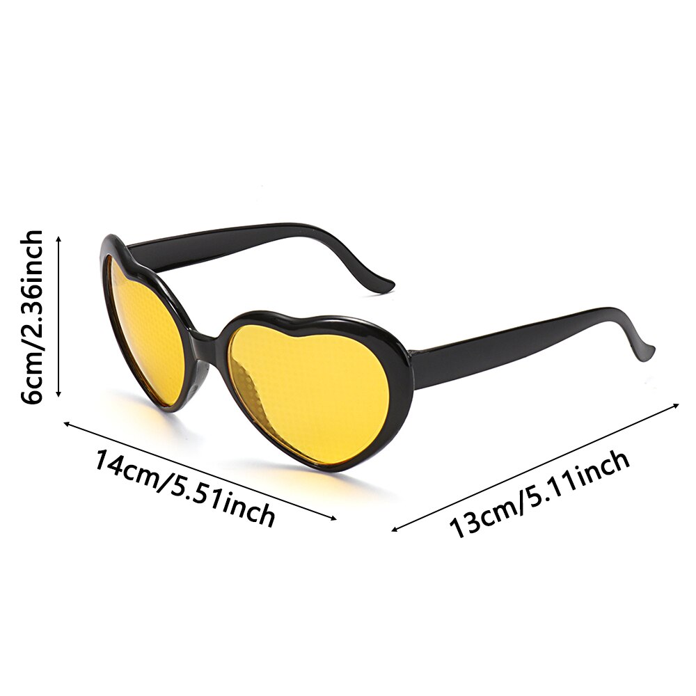 Love Heart Shaped Effects Glasses Watch The Lights Change to Heart Shape At Night Diffraction Women Sunglasses