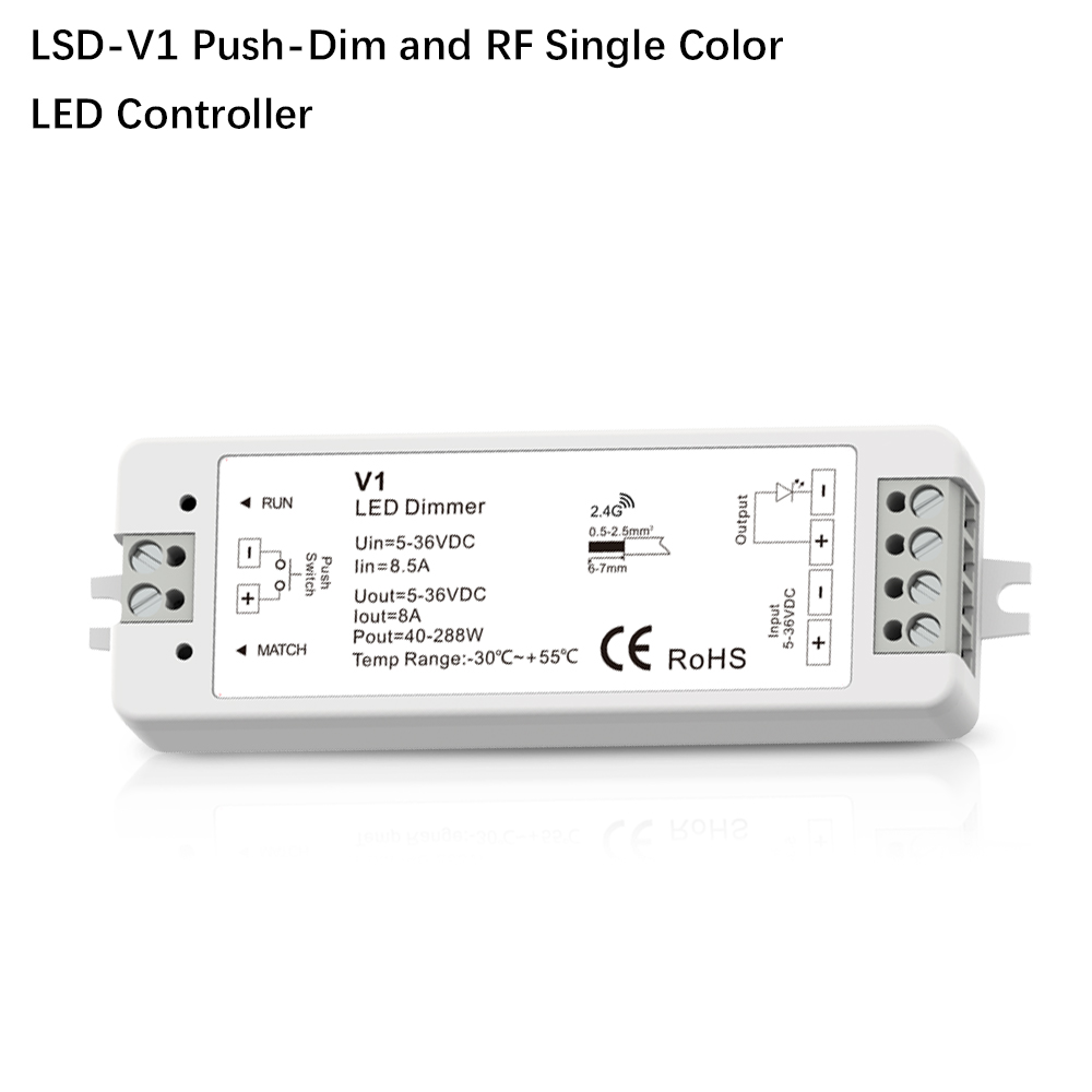 LED PWM bezprzewodowy RF ściemniacz 2.4G 4-strefa/bezprzewodowy pilot zdalnego sterowania DC12-24V regulacji jasności do taśmy LED: LSD-V1 Dimmer ONLY