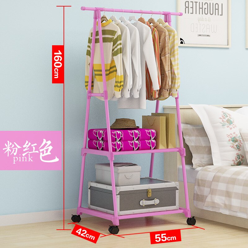 Simple Multi-Function Coat Rack Floor Standing Triangle Clothes Hanger with Wheels Storage Rack for Bedroom Wardrobe Hangers: C