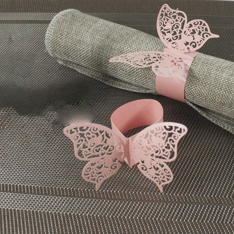 50Pcs 3D Butterfly Paper Napkin Rings for Weddings Party Serviette Table Decoration Butterfly Napkin Rings