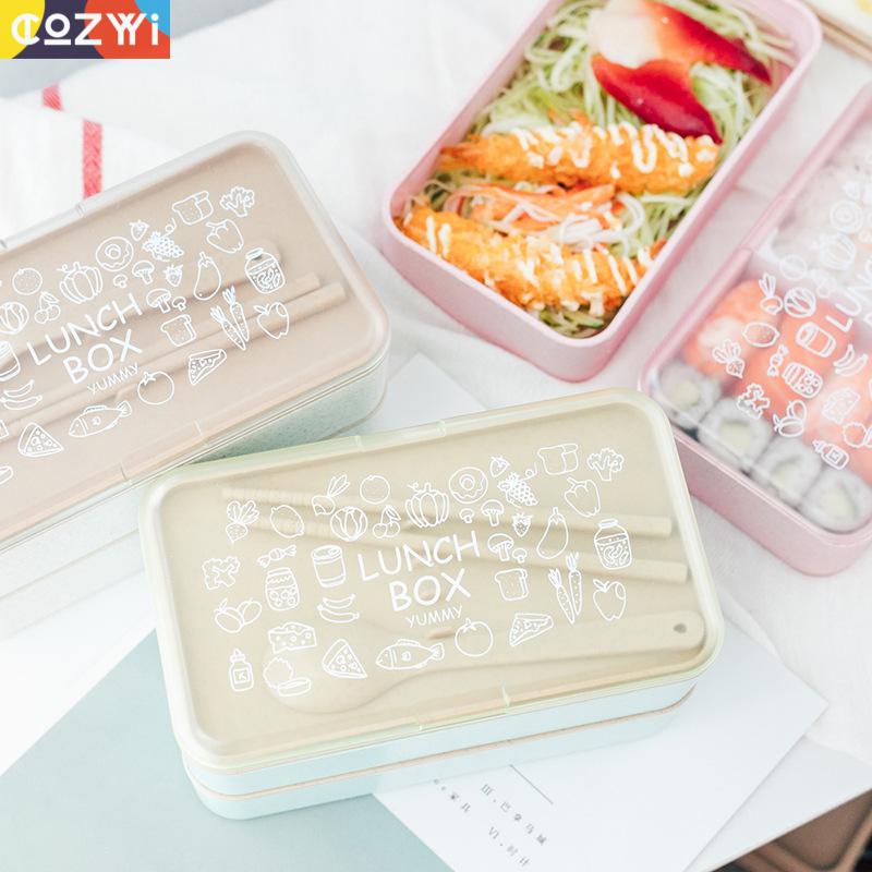 On-the-Go Tarwesteel Lunchbox Dubbeldeks Bento Box Servies Beweegbare Klembord Draai Riem Lunchbox