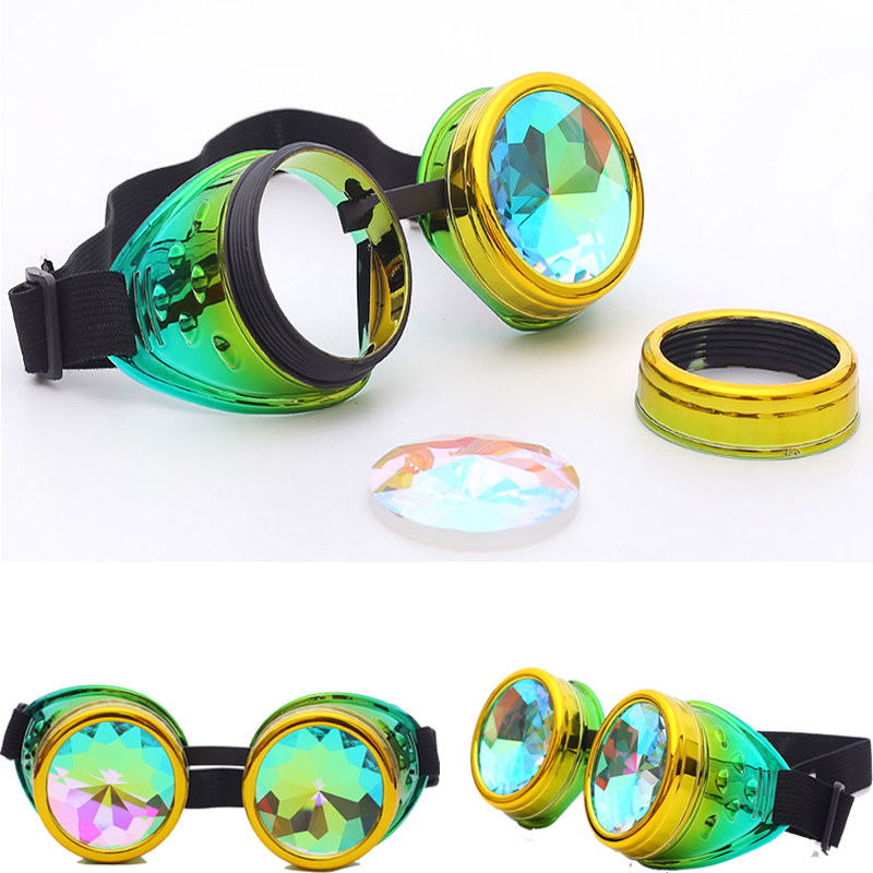 C. F. GOGGLE Halloween Kaleidoskop Bunte Brille Steampunk Frauen retro Brille Männer Party EDM Sonnenbrille gebeugt Objektiv