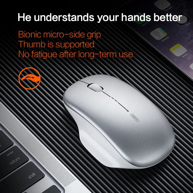 Inphic  m1 Profi kabellose maus, wiederaufladbare, geräuschlose maus, bluetooth-funkmaus mit drei modi, akkuanzeige + usb-c-ladefunktion