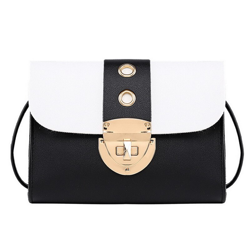 Bolsa feminina moda anel decoração retalhos crossbody sacos de ombro para mulheres saco de mensageiro de corrente mini saco sac principal femme: black