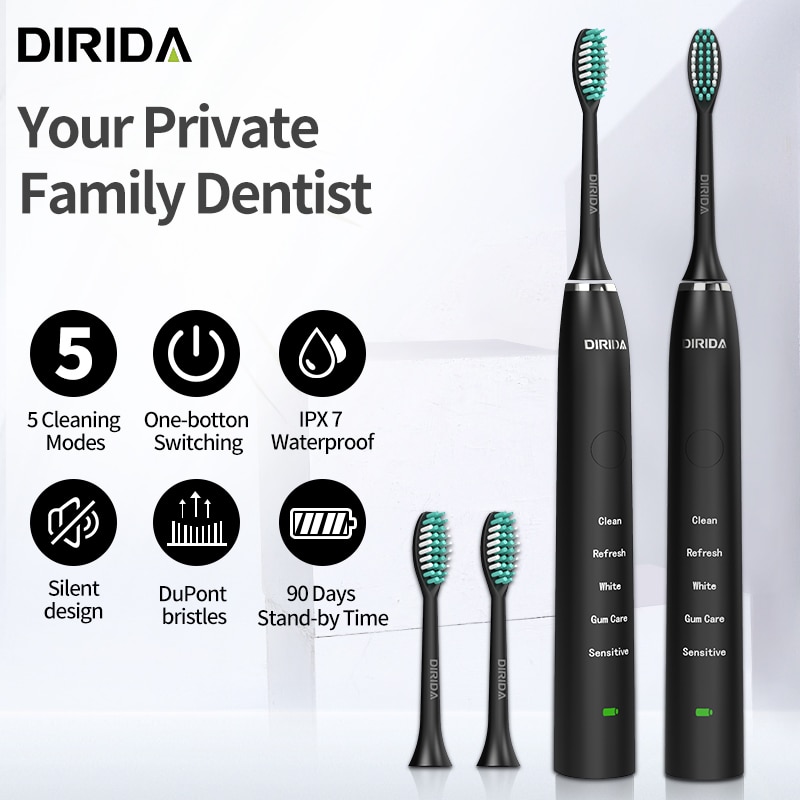 Dirida S100 Oplaadbare Sonische Tandenborstel IPX7 Waterdichte Elektrische Tandenborstel 5 Modus Cleaning Tanden Oral Care