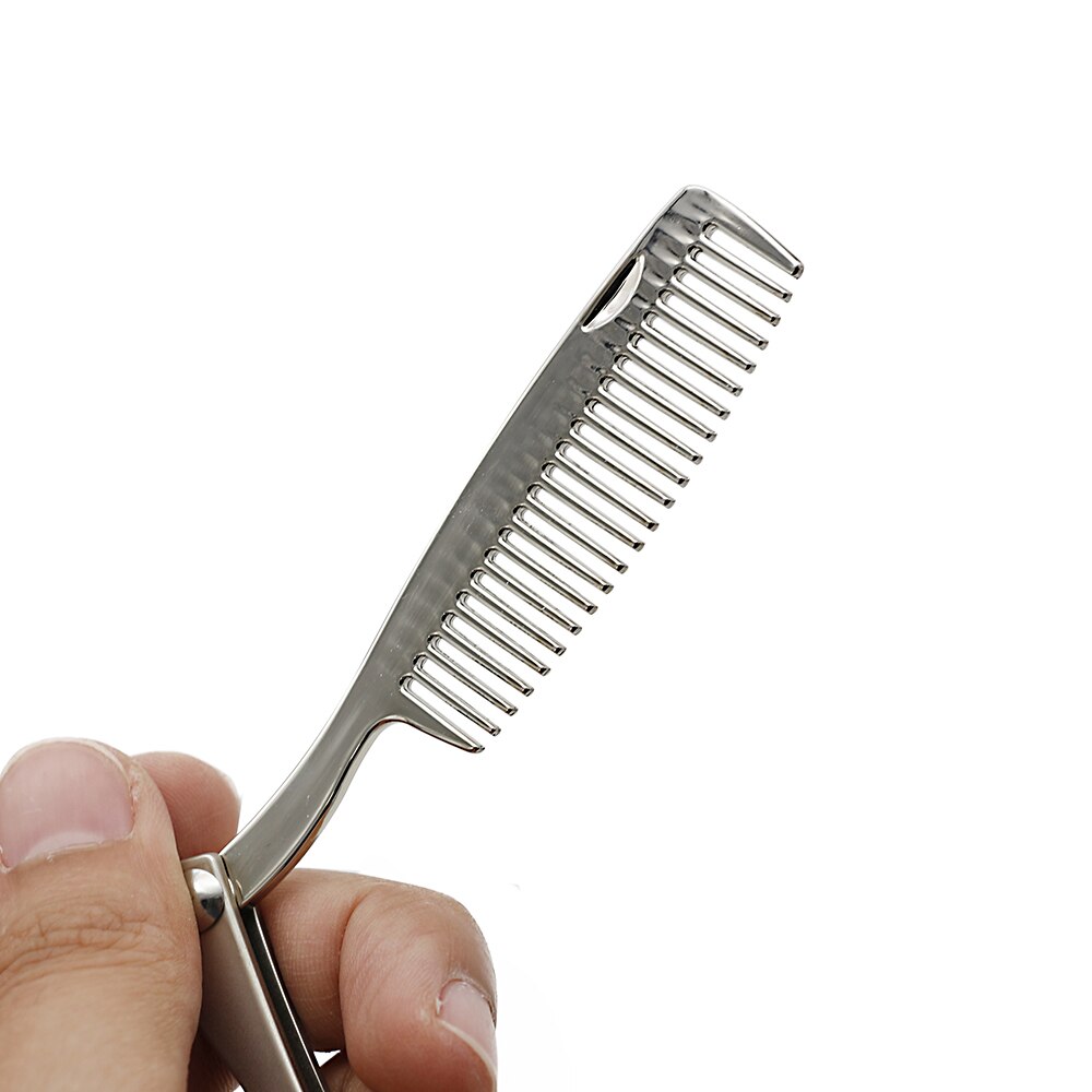 CestoMen-peine de Metal plegable para Barba multifuncional, peine de viaje de bolsillo, abrebotellas de acero inoxidable, herramienta para moldear bigote