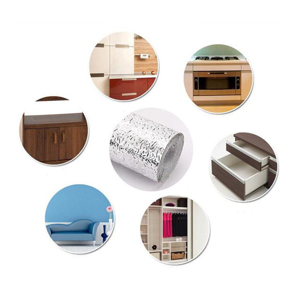 Multi-Size Kitchen Oil-proof Waterproof Stickers Aluminum Foil Kitchen Stove Cabinet Self Adhesive Wall Sticker DIY Wallpaper