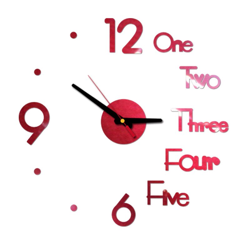 Reloj de pared 3D adhesivo para superficie de espejo, decoración para el hogar y la Oficina, bricolaje: Red 