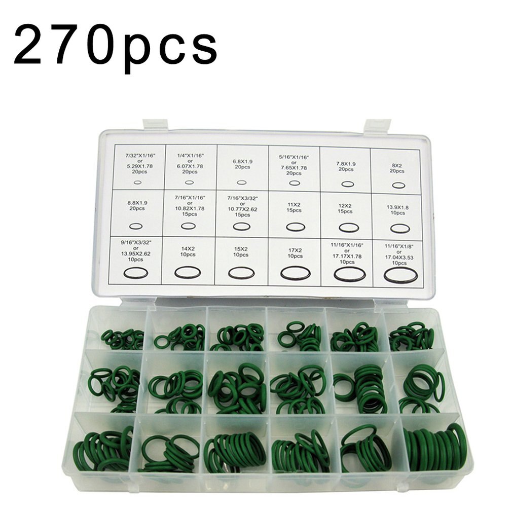 270 Stck O-Ring Reparatur Kasten einstellen Auto Klimaanlage Ringe einstellen Konservierungsmittel Auto Klimaanlage Kompressor Dichtung