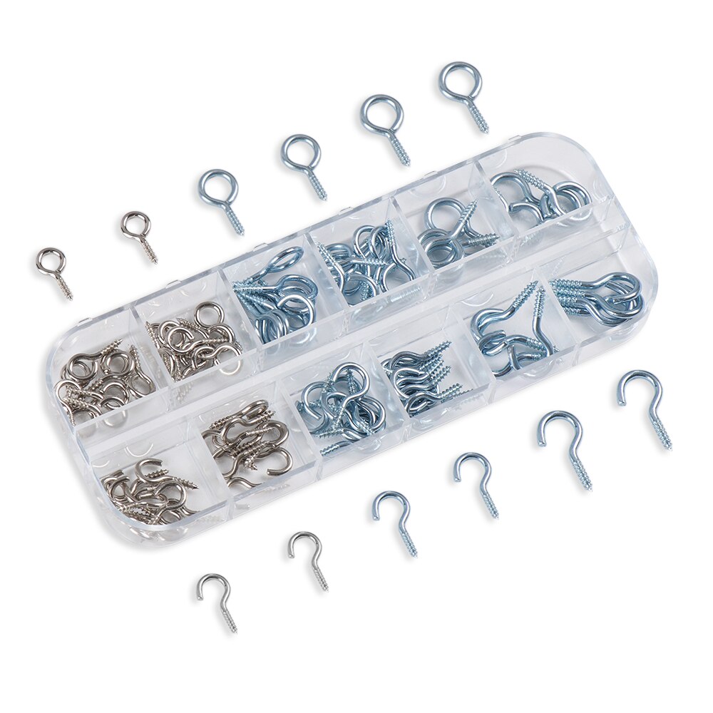 100Pcs Cup Haken Eye Schroeven Zilver Eyebolt Sluitingen Schroefdraad Peg Muur Hanger Tool Sieraden Bevindingen Lamp Opknoping Assortiment Kits