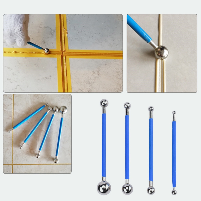 4 Pieces/set Tile Caulk Finishing Tool Concrete Countertop Caulking Tool Double Steel Pressed Ball for Bathroom Kitchen
