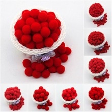 Rød pompon 8mm 10mm 15mm 20mm 30mm pom poms ponpon håndværk forsyninger diy til børn legetøjsbeklædning syning hjem bryllupsdekorationer 20g