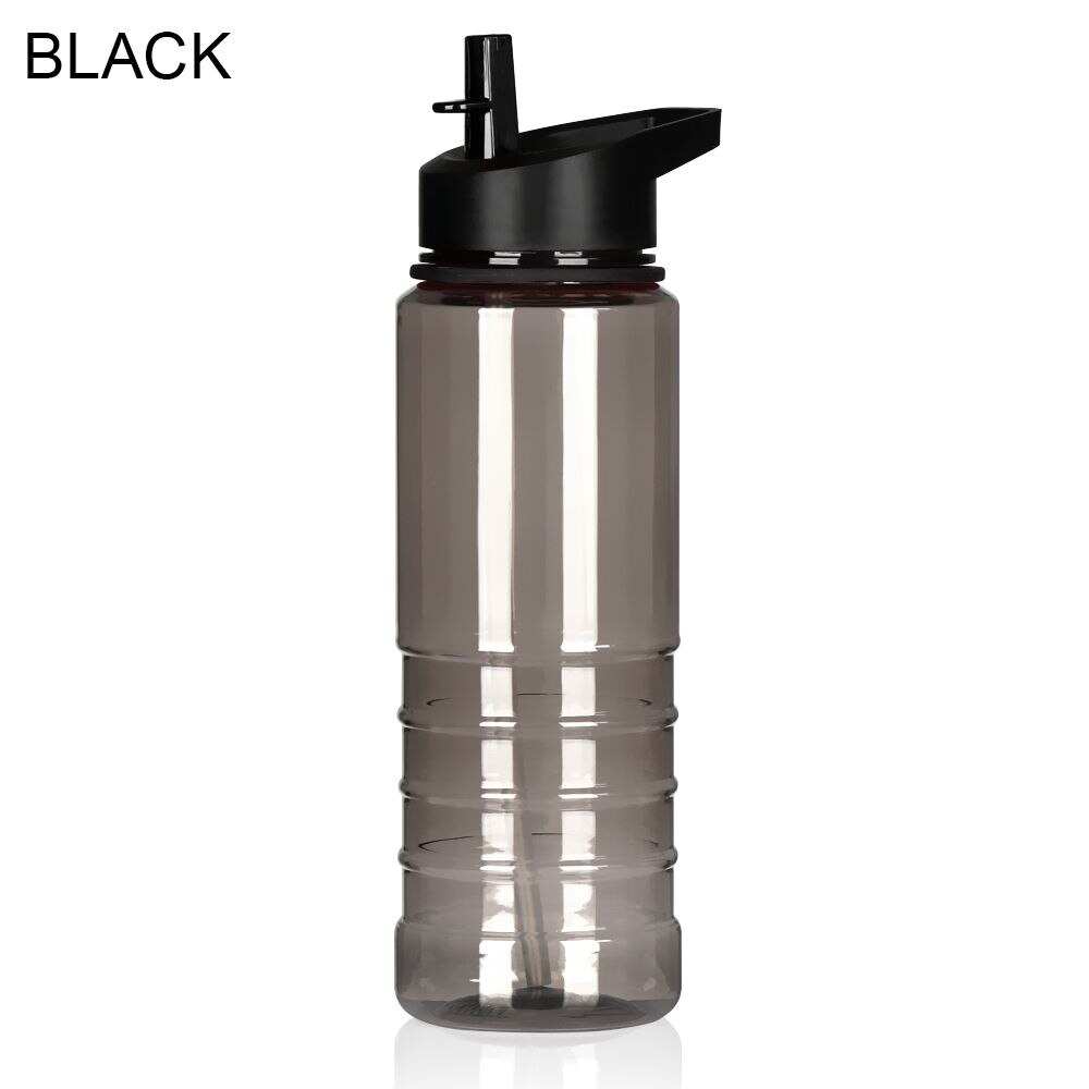 700ML Flip Straw Drink Healthy Water Bottle Cycling Hiking Camping Drink Bottle with Lid Outdoor Portable Bottle: black