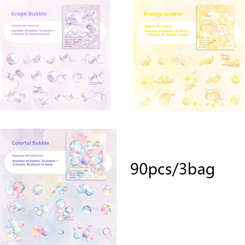 90 uds/3 bolsas de pegatinas con de burbujas, pegatinas de plástico autoadhesivas de colores mate y brillantes para álbumes de recortes, planificadores, manualidades DIY: YELLOW