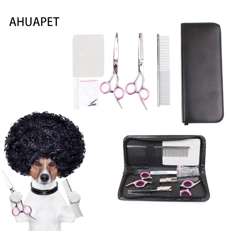 Ahuapet hondentrimmer schaar trimset voor katten goome japanse trimschaar tondeuse platte tanden huisdieren schoonheidstools e