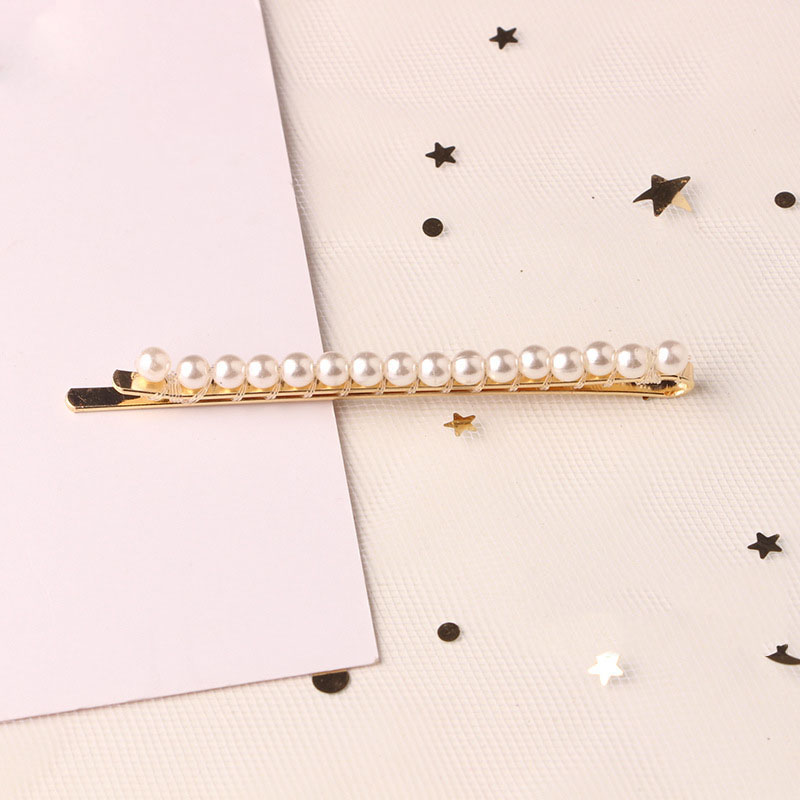 Pearl Hair Clip for Women Girl Korean Snap Barrette Stick Hairpin Hair Styling Accessories: 7