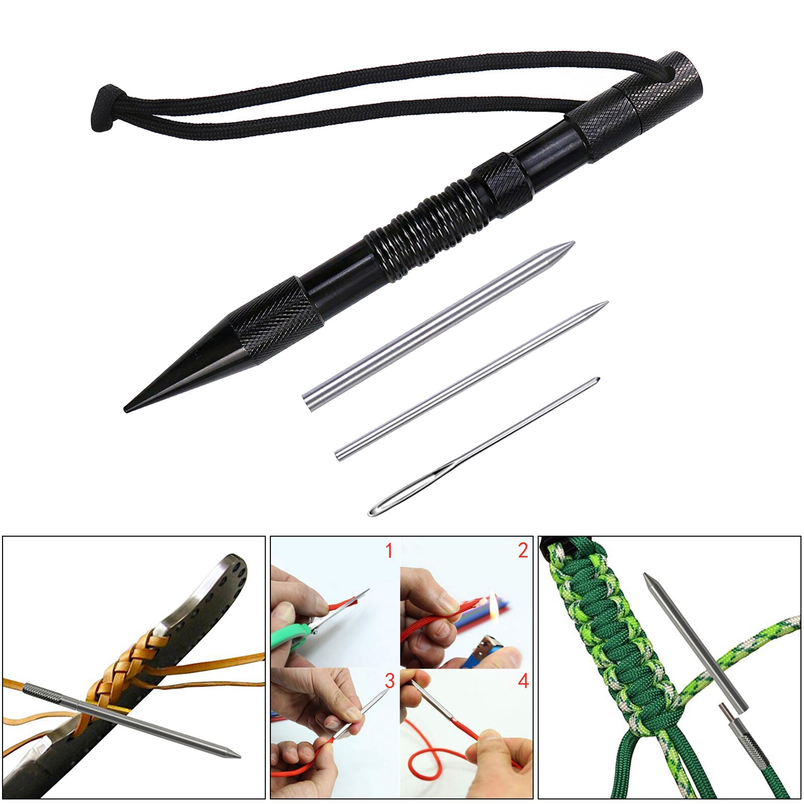 Paracord Lacing Needles Stainless Steel Tool Set Fid Lacing Stitching