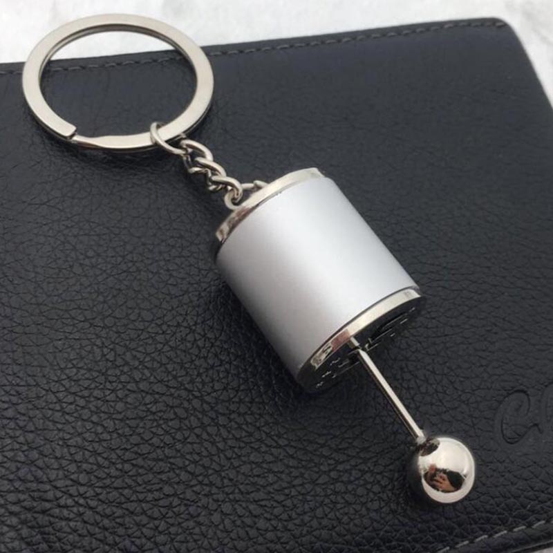 LLavero de caja de cambios Manual de seis velocidades, pieza de automóvil, palanca de cambios 3D, variador de cambio de coche, caja de palanca de cambios de Metal, llavero: Gris