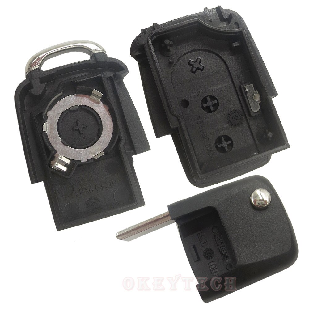 OkeyTech Flip Remote Car Key Shell For Volkswagen VW Jetta Golf Passat Beetle Polo Bora 3 Buttons Uncut Blade Blank Fob Case