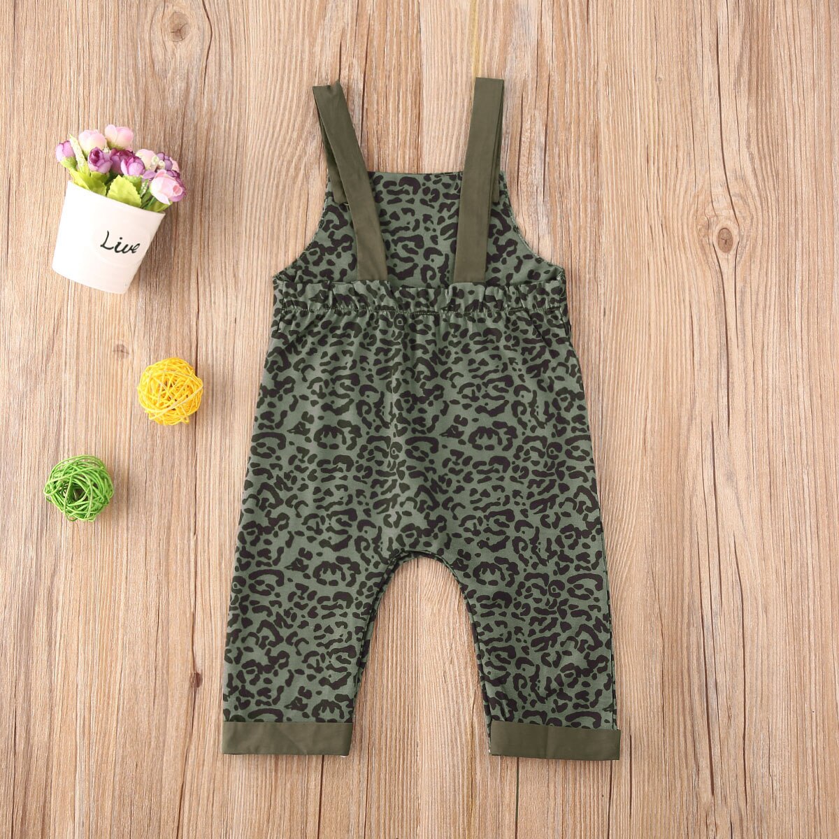 0-5Y Summer Infant Baby Girls Boys Overalls Pants Leopard Print Pocket Straight Overalls 3 Colors