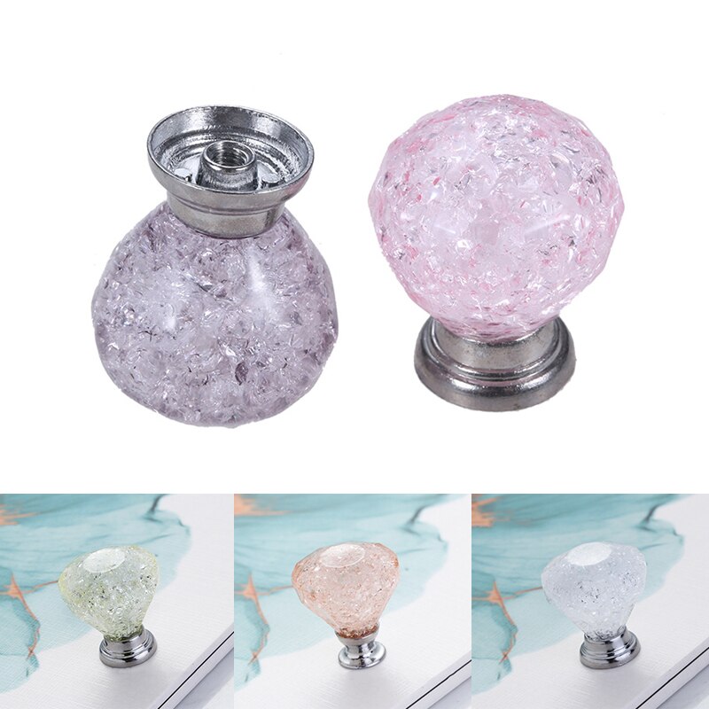 Crack Bal Knop Acryl Ice Crackle Kristal Handvat Gem Ronde Diamant Lade Pull Hardware Enkel Gat Kristal Knoppen Handles