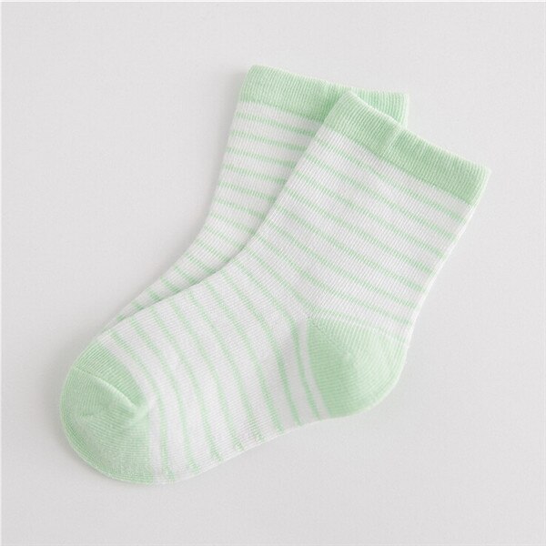 Spring Autumn Baby Socks Lovely Stripe Socks Absorb Sweat Cotton Baby Sock Thin Funds Children Socks 5 Colors: Green / M