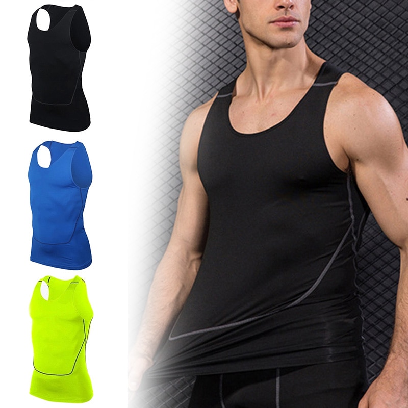 Newly Men Sport Gym Vest Sleeveless Quick Drying Compression Tight Tank Tops 19ing