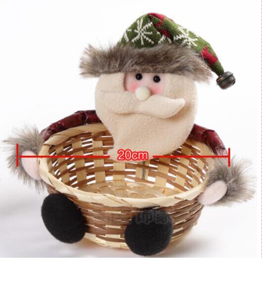 Cesta de mimbre de caramelo tejida a mano de Navidad, caja de embalaje de , bonita cesta de frutas de dibujos animados de Santa Claus, decoración de Navidad de alce y muñeco de nieve: Azul / S
