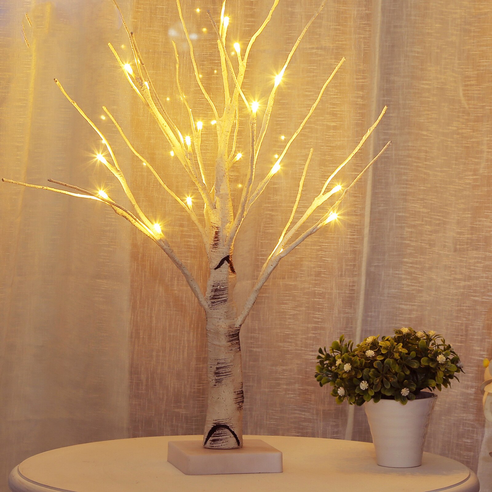 Silver Birch Twigs Tree Lights Warm White LED Light Branches for Christmas Home Party Wedding Indoor Outdoor Decor can C