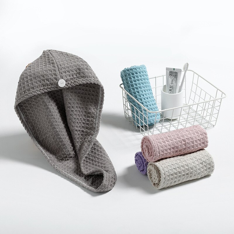 1Pcs Wit Wafel Stof Na Douche Haardrooginrichtingen Wrap Handdoek Snel Droog Haar Hoed Cap Tulband Head Wrap baden Tool