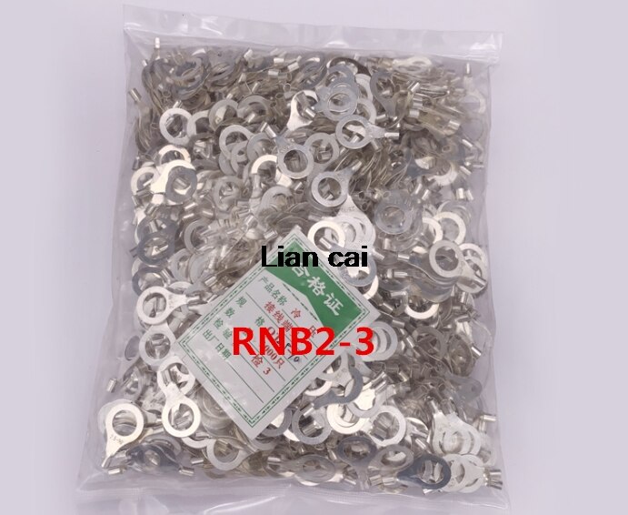 1000PCS RNB2-3 Non-insulated ring terminal electrical wire crimp naked connector AWG 16-14