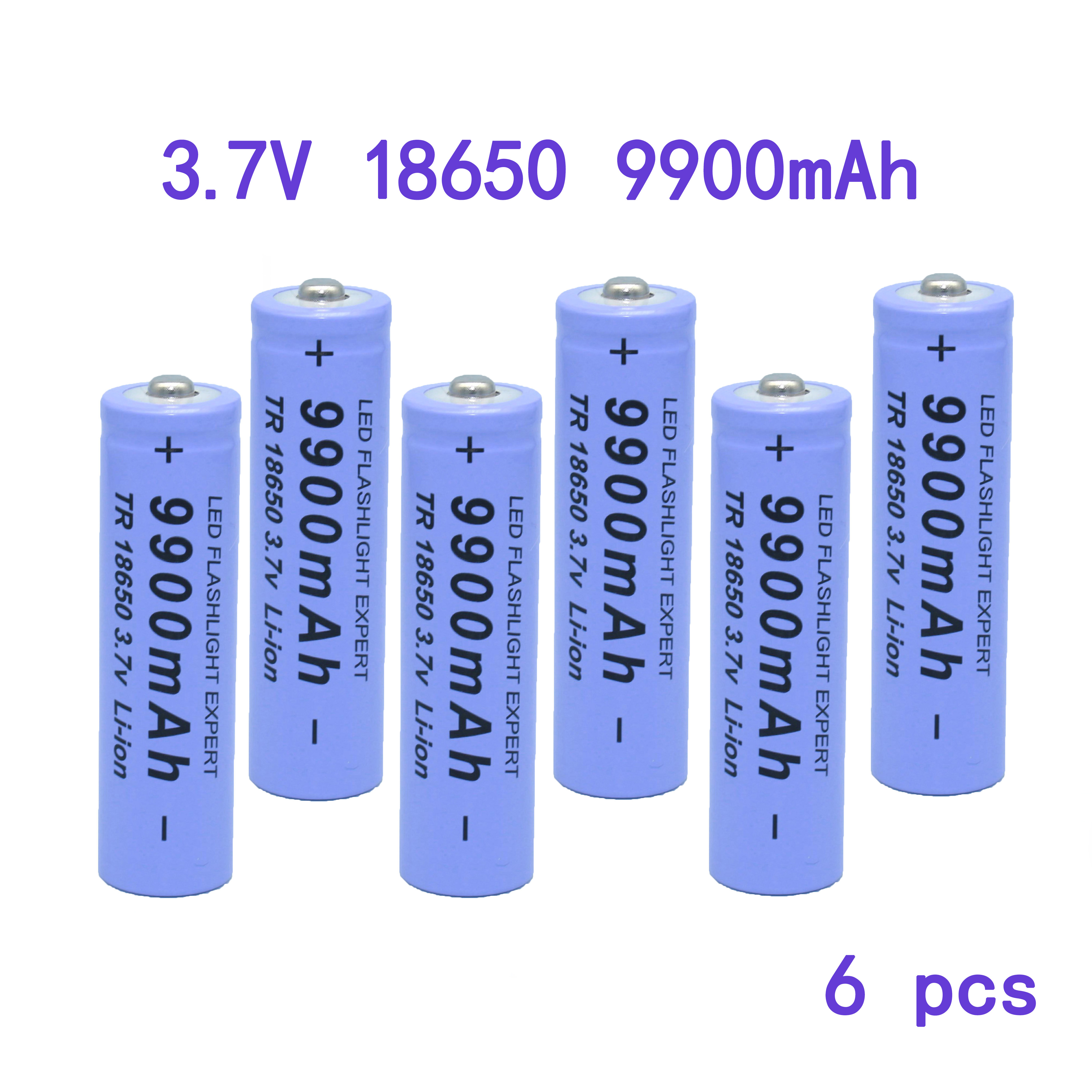 1865. bateria de alta qualidade.9900.mah 3.7v.18650 baterias li-ion bateria recarregavel para lanterna tocha + frete gratis: 6 pcs battery