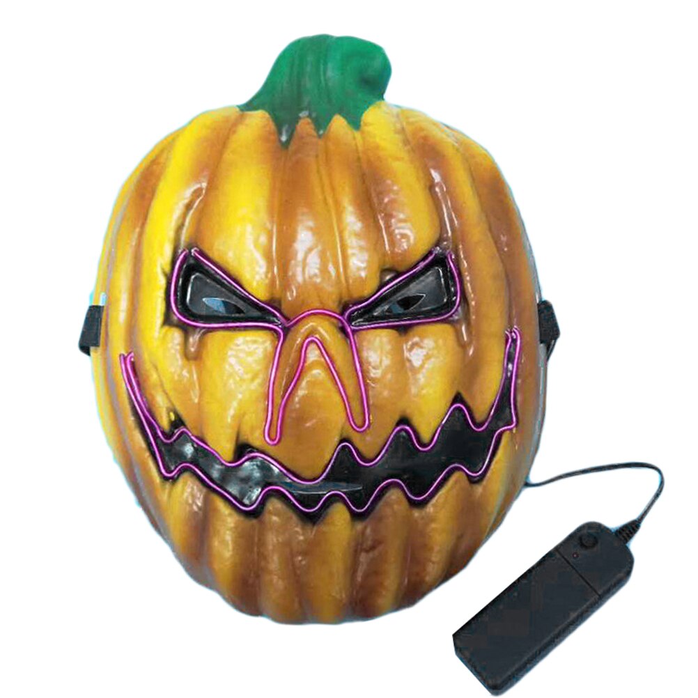 Mask Halloween Party Masque Halloween Glowing Mask Pumpkin Luminous Mask for Party Bar Glowing Masker Maske Light Glow: Yellow