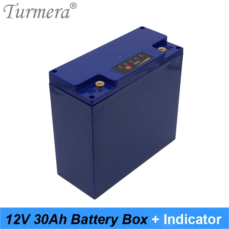 Caja de almacenamiento de batería Turmera 12V 30Ah con indicador de capacidad construir 48 piezas 18650 batería para fuente de alimentación ininterrumpida 12V
