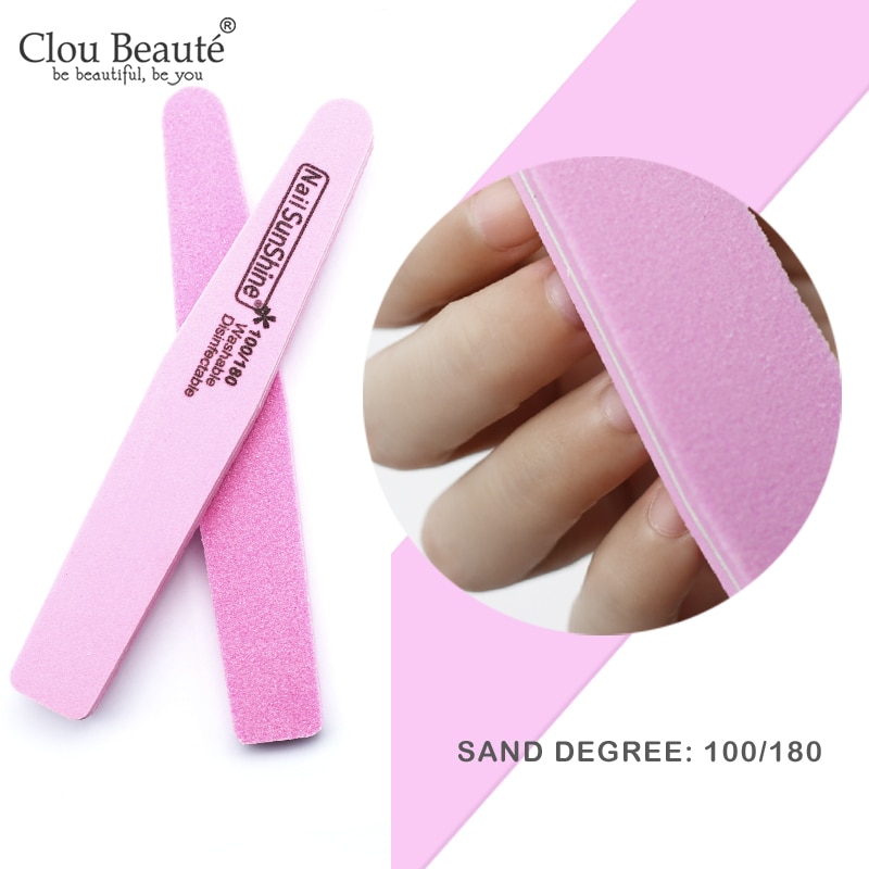Clou Beaute Voor Een Manicure Roze Nail File Buffer Block Schuren Pedicure Double Side Wasbare Spons Buffing Nail Buffer Gereedschap