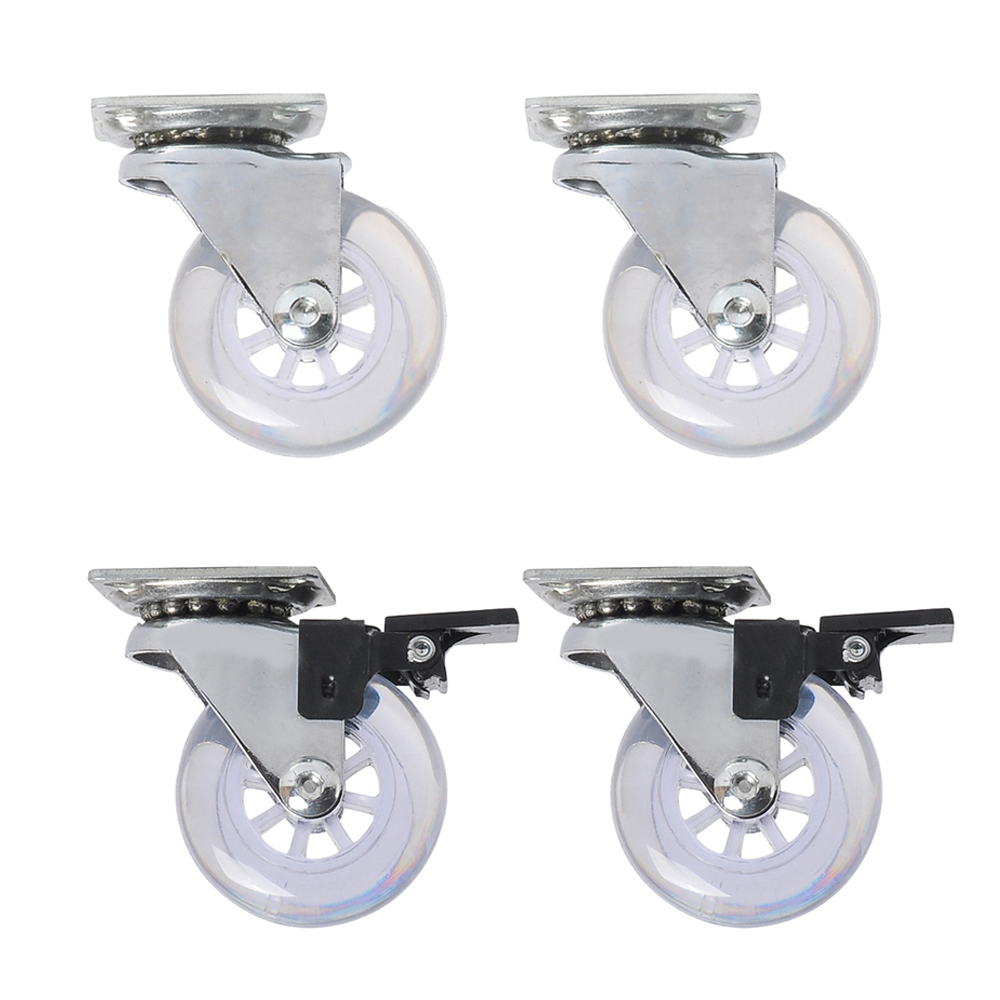 Ruedas giratorias de 360 grados con freno, 3 pulgadas, sin ruido, para muebles, armario, sofá, paquete de 4 o 1 unidades