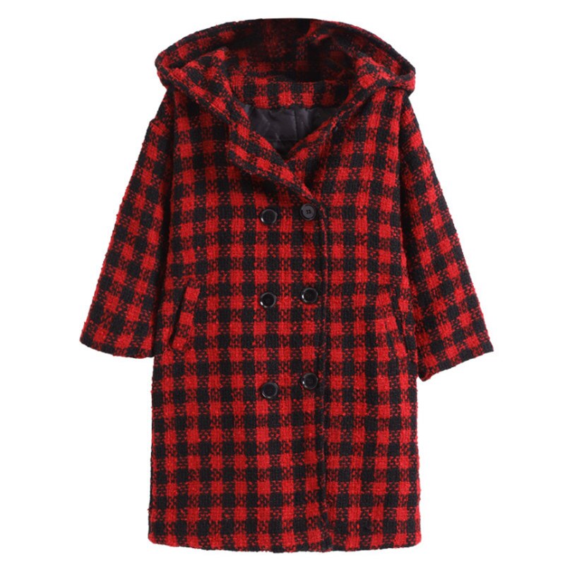 Veste Fille Capuche Hiver - Manteau à Carreaux Boutonné - Chaud Et Mignon 4-15 Ans - Parfait Automne Et Hiver