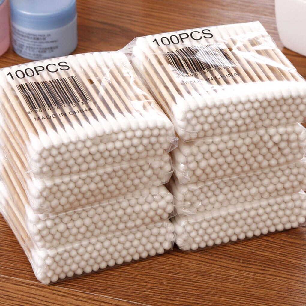 200PCS Double-headed Cotton Swab Stick Baby Sanitary Cotton Swab Cleansing Makeup Stick